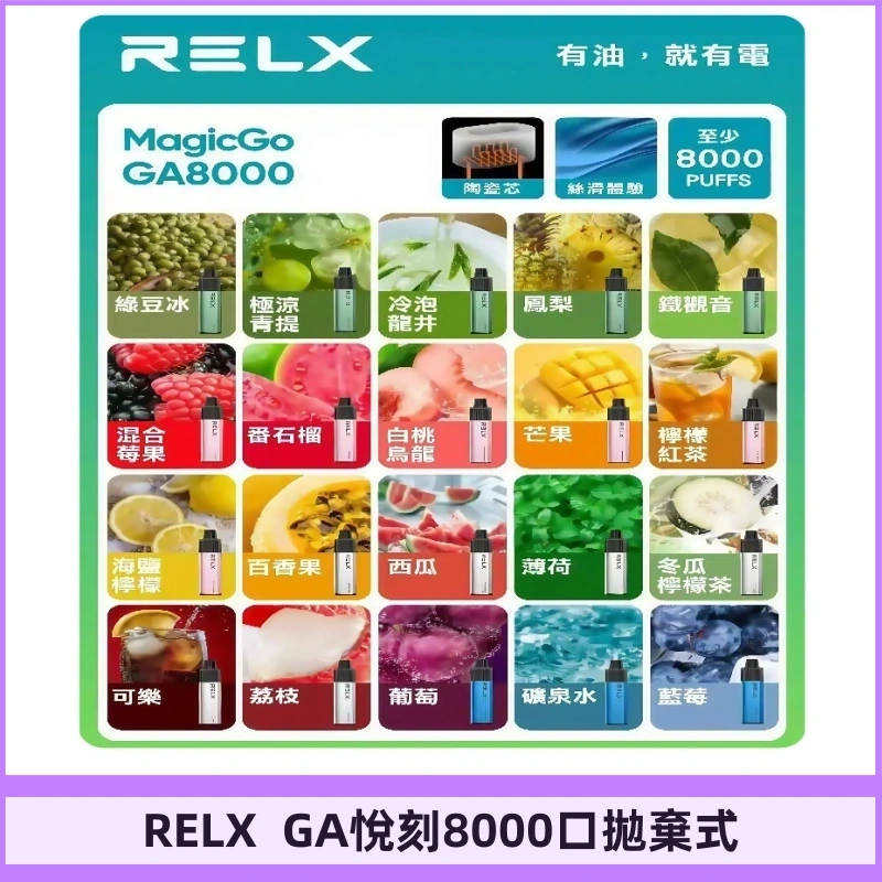 悅刻RELXGA8000拋棄式電子煙 8000口免充電一次性#台灣現貨#